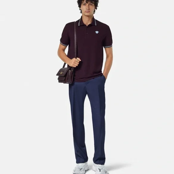 Versace Burgundy Medusa Polo Shirt - Picture 2 of 4
